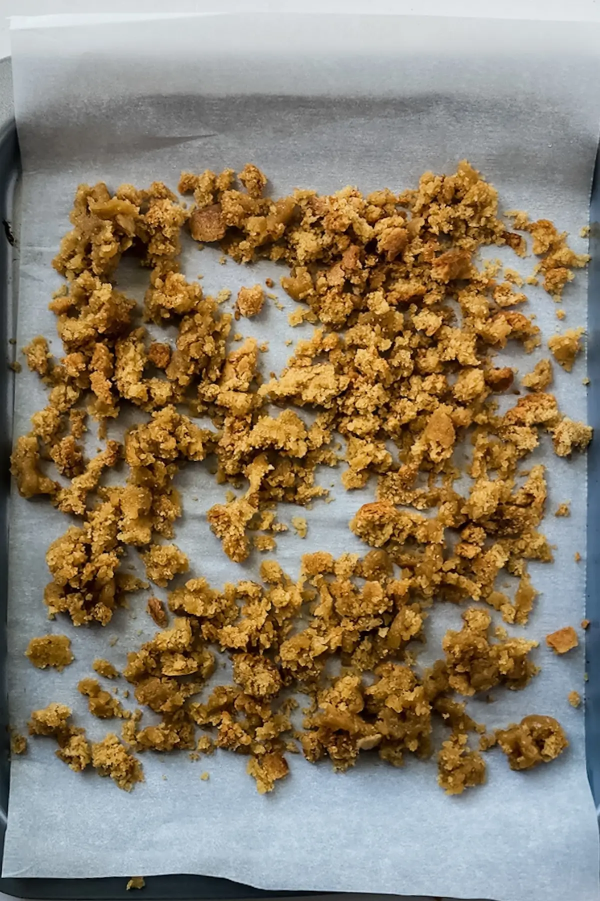 Toasted blondie crumbles perfect for caramel milkshake topping.